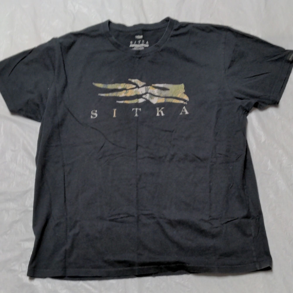 Sitka Icon Optifade T Shirt Black Camo Logo Size XL Pima Cotton